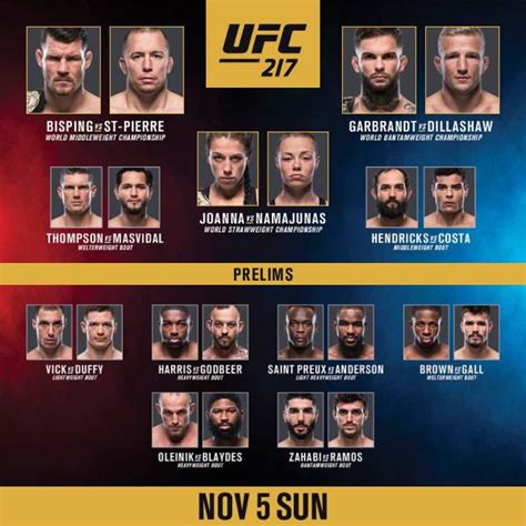 ufc 217 card|ufc 217 fight card.